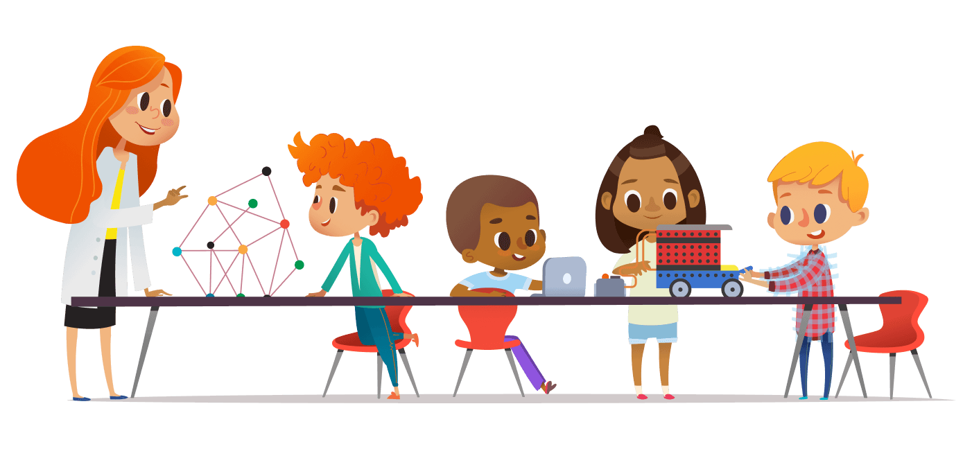 happy teacher differentiating for smiling students