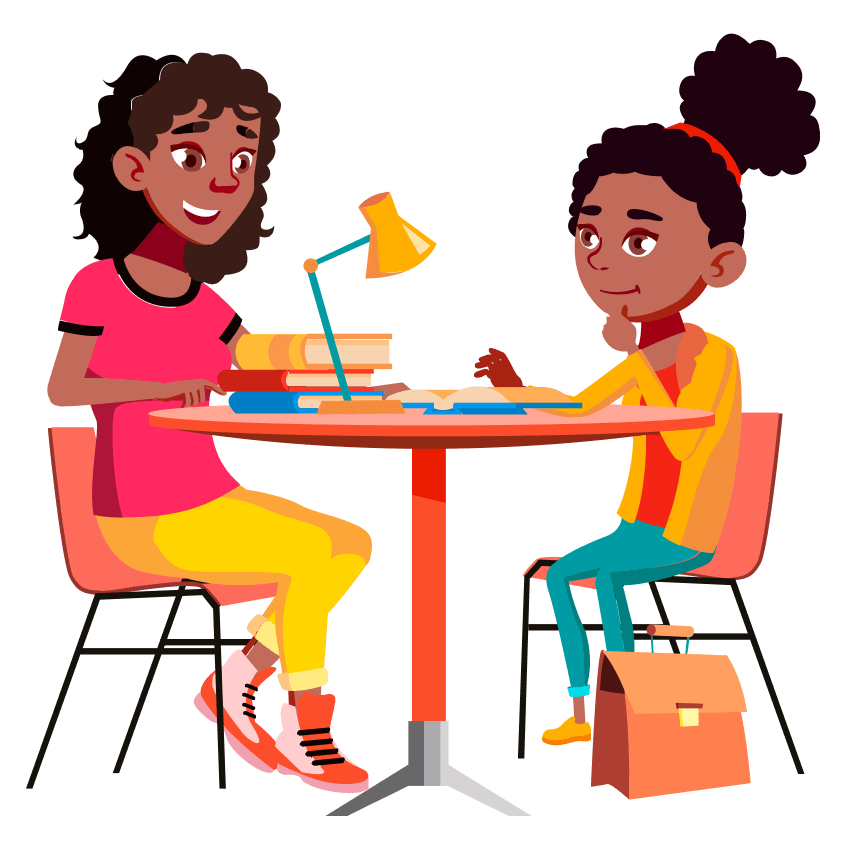 mother and daughter smiling learning at home