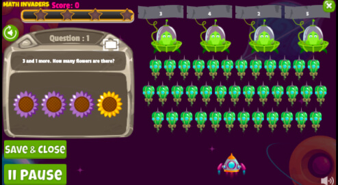 Math Invaders fun math game to practice 3rd grade math on LoonyLearn