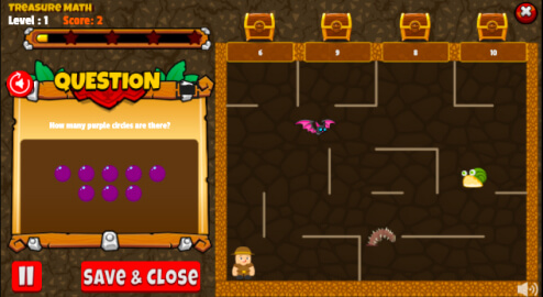 Treasure Math fun math game to practice 3rd grade math on LoonyLearn