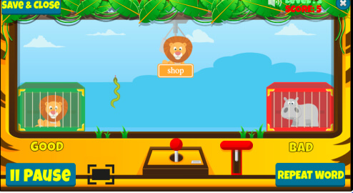 Zoo Roundup fun spelling game to practice 1st grade spelling words on LoonyLearn